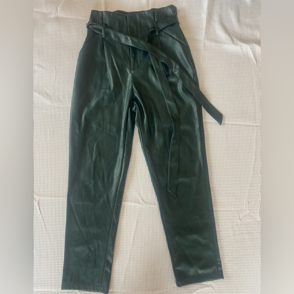 Lucy Paris Faux Leather Pants in a gorgeous Deep Forest Green Size M